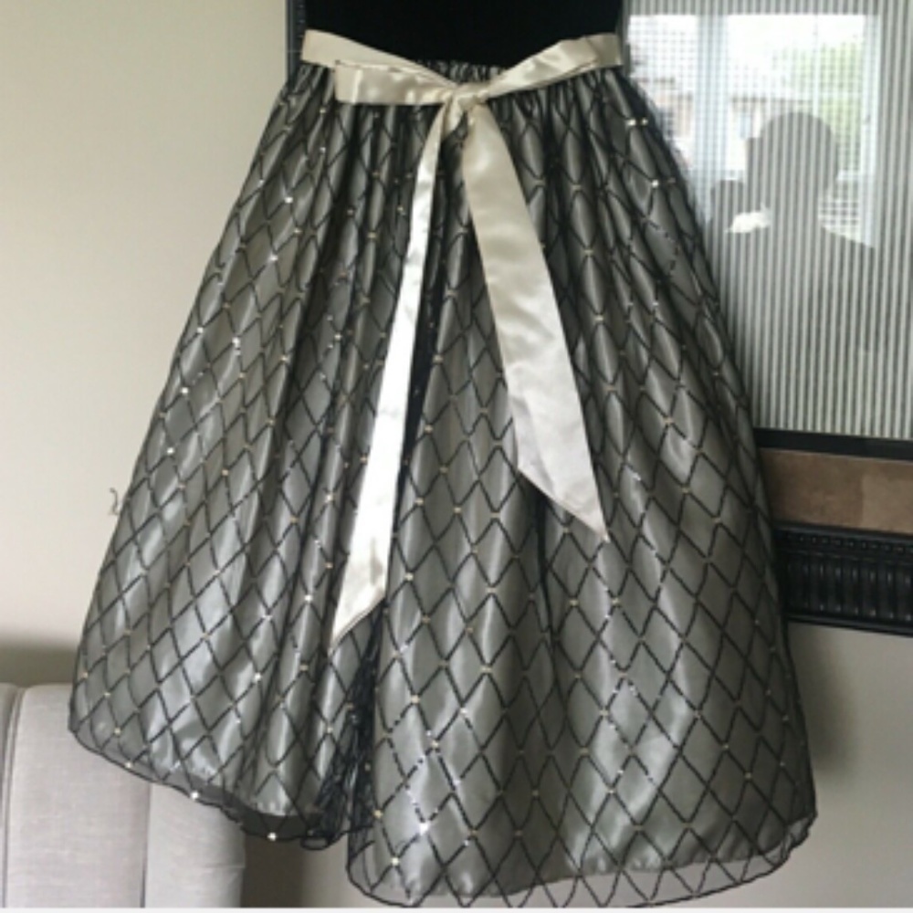 Cinderella Dress Black Velvet Gold Overlay Flower Girl - Picture 2 of 4